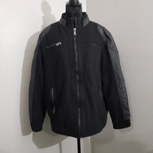 Black Burks Bomber Jacket Bay Men's Leather and Wool Sleeve and Sz Large